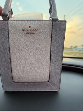 kate spade Two-Tone Pebbled Mini Tote in Gray & Cream